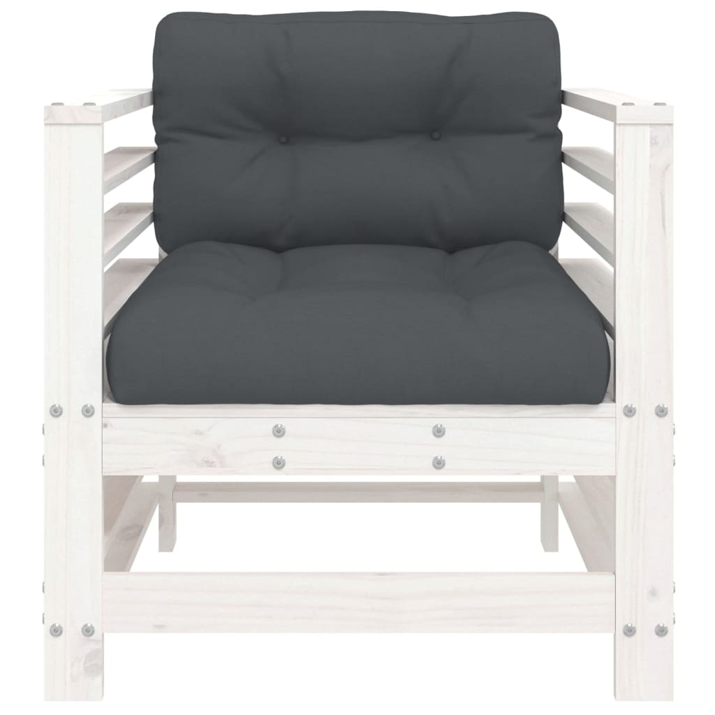 Cadeiras de jardim c/ almofadões 2 pcs pinho maciço branco