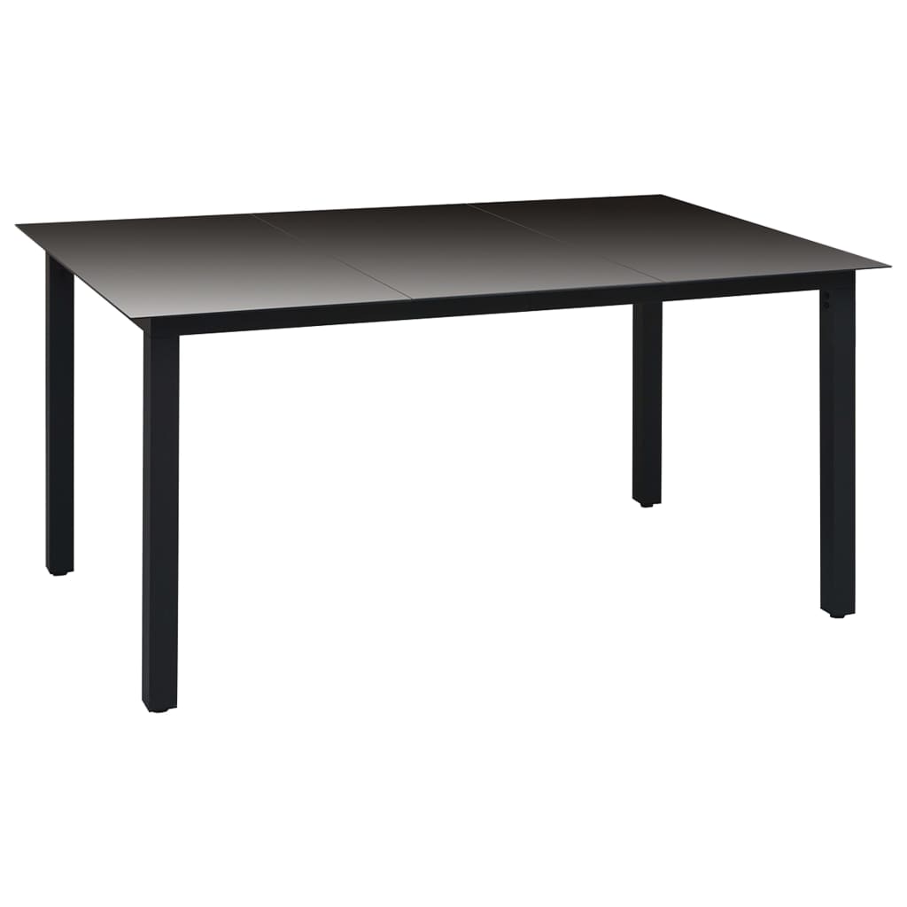 7 Pcs conjunto de jantar para jardim preto