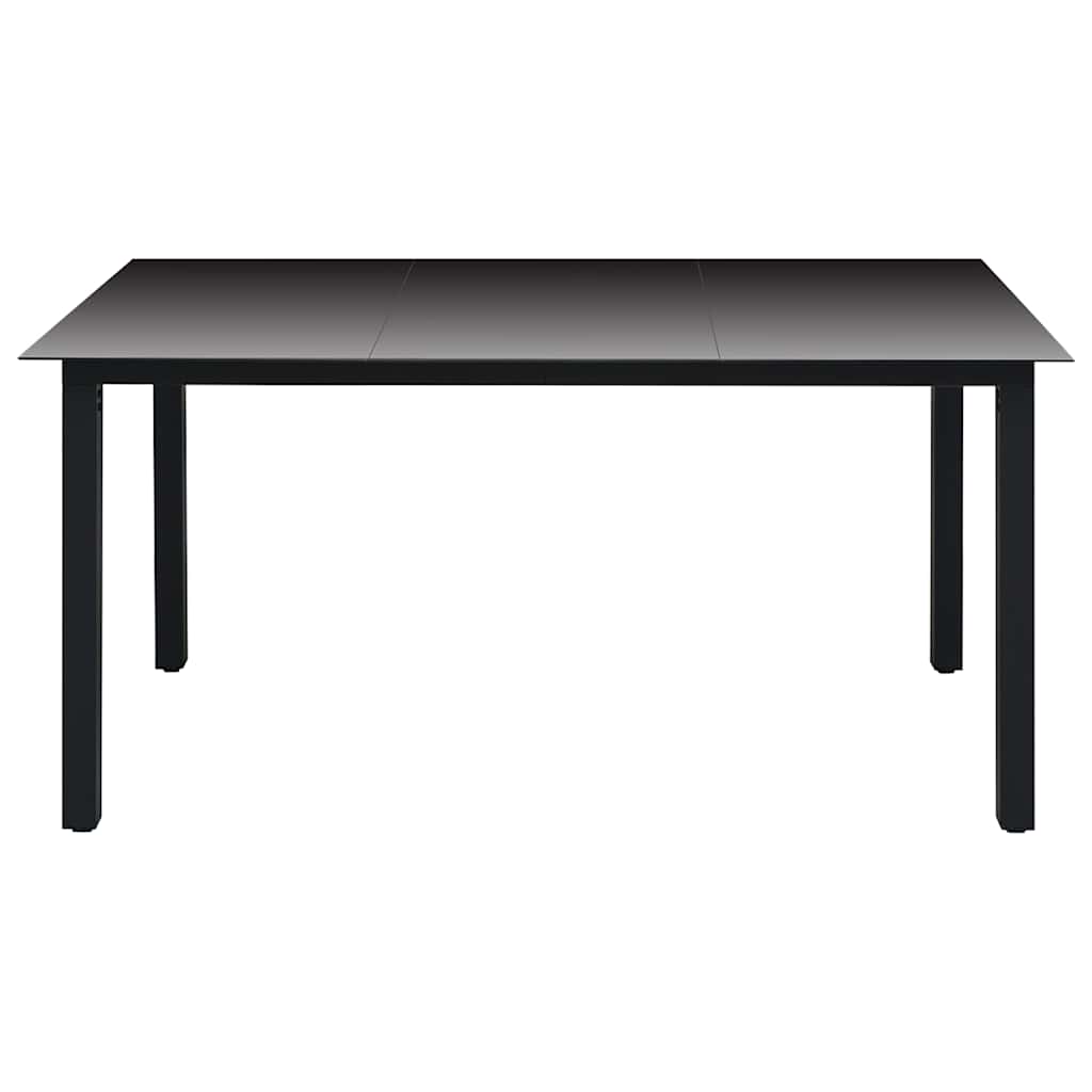 7 Pcs conjunto de jantar para jardim preto