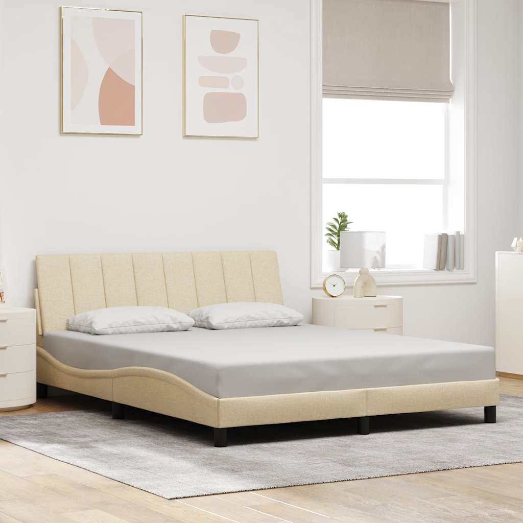 Estrutura de cama sem colchão hanko 160x200 cm tecido cor creme