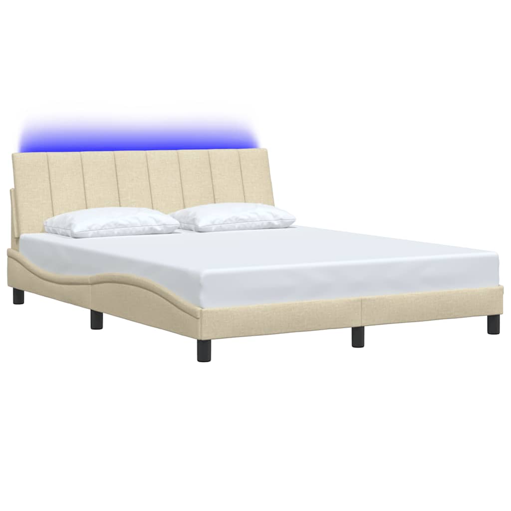 Estrutura de cama sem colchão hanko 160x200 cm tecido cor creme