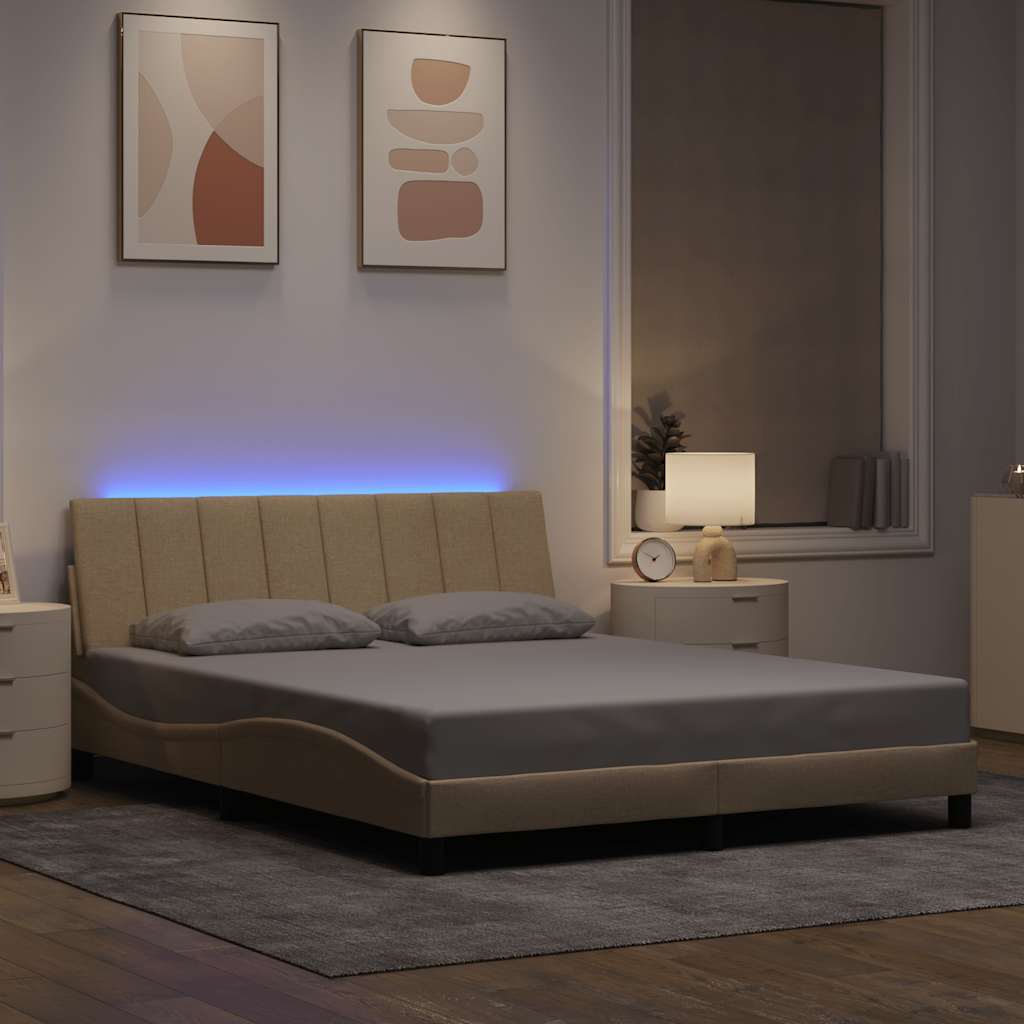 Estrutura de cama sem colchão hanko 160x200 cm tecido cor creme