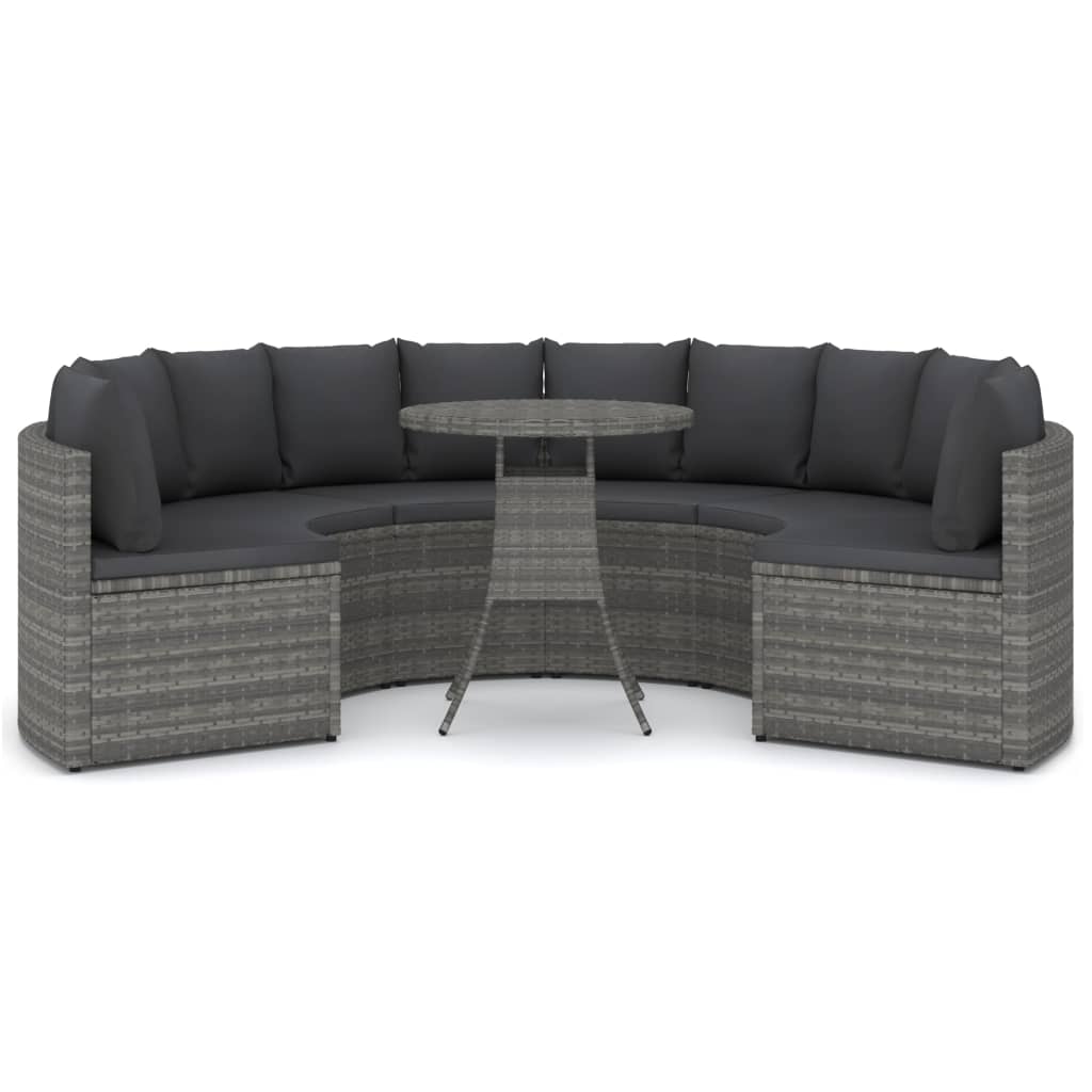 7 Pcs conjunto sofás de jardim c/ almofadões vime PE cinzento