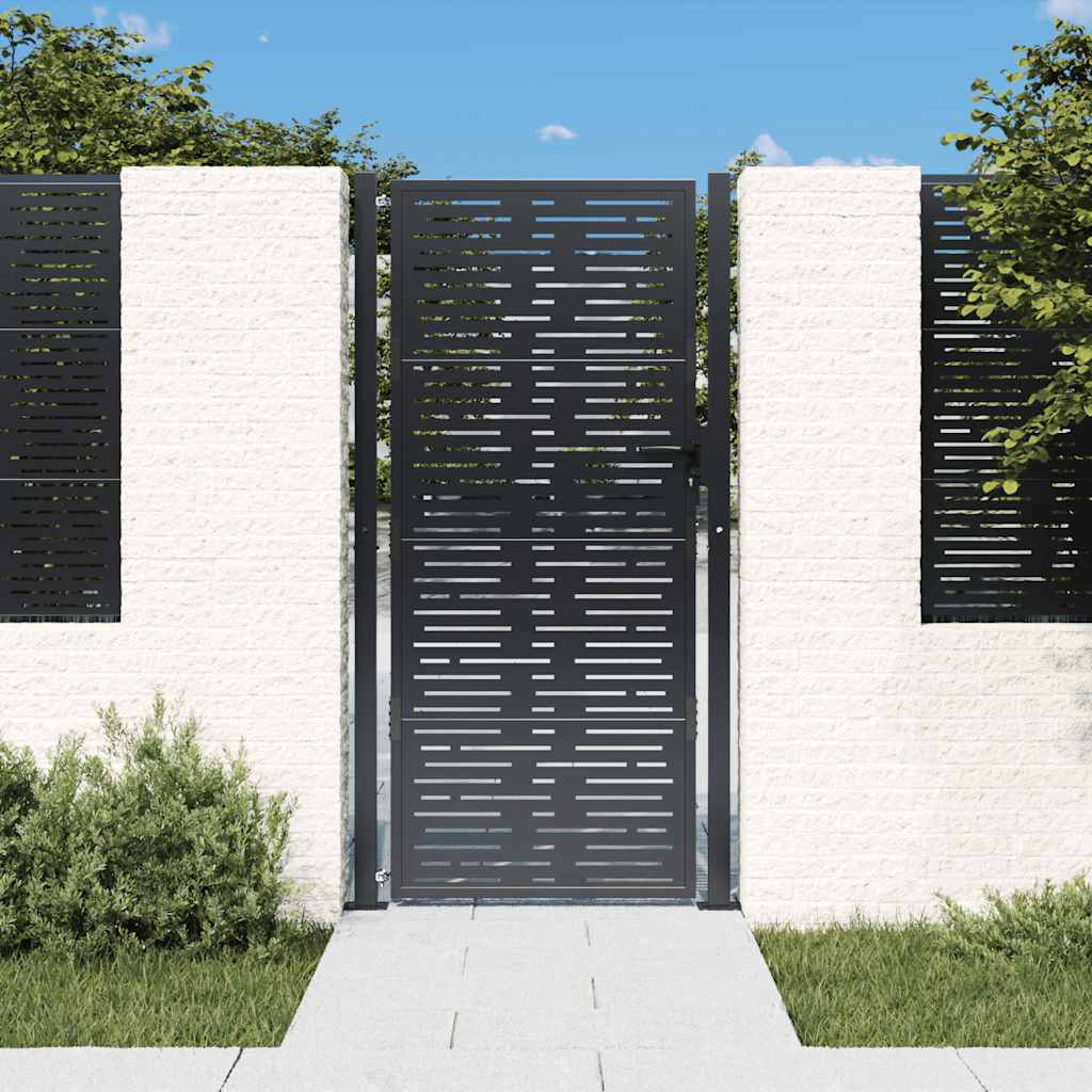 Portão de jardim antracite 100x175 cm aço design quadrado