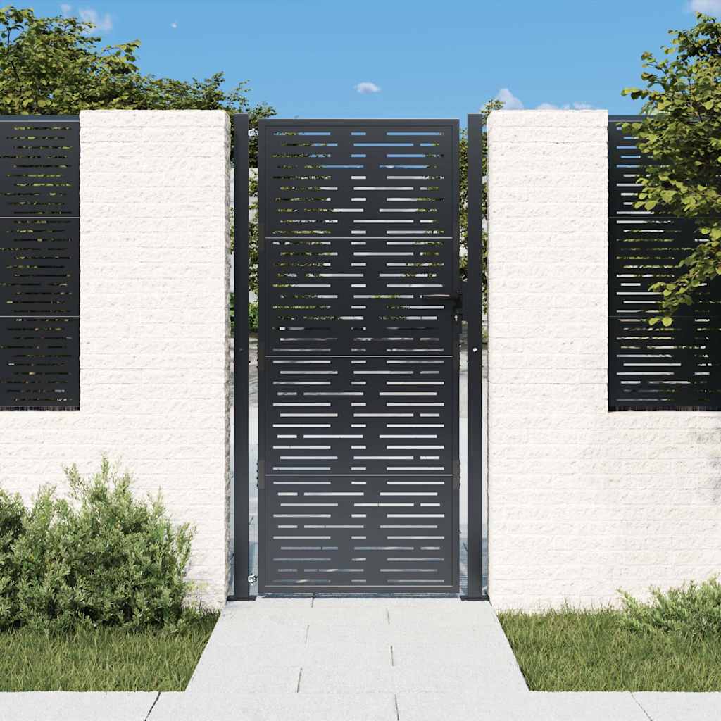 Portão de jardim antracite 100x175 cm aço design quadrado