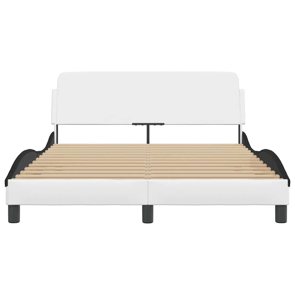 Estrutura de cama dover 140x200 couro artif. branco/preto