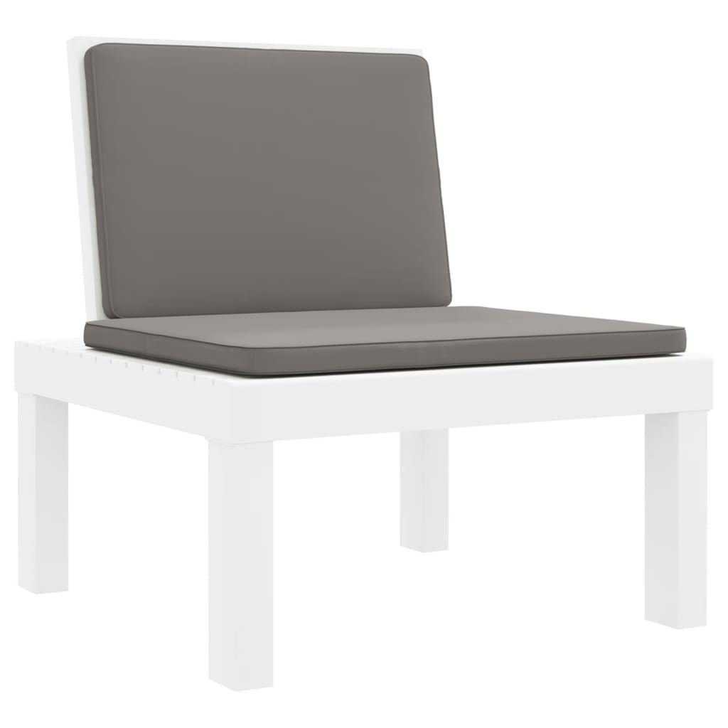 3 Pcs conjunto lounge de jardim com almofadões PP branco