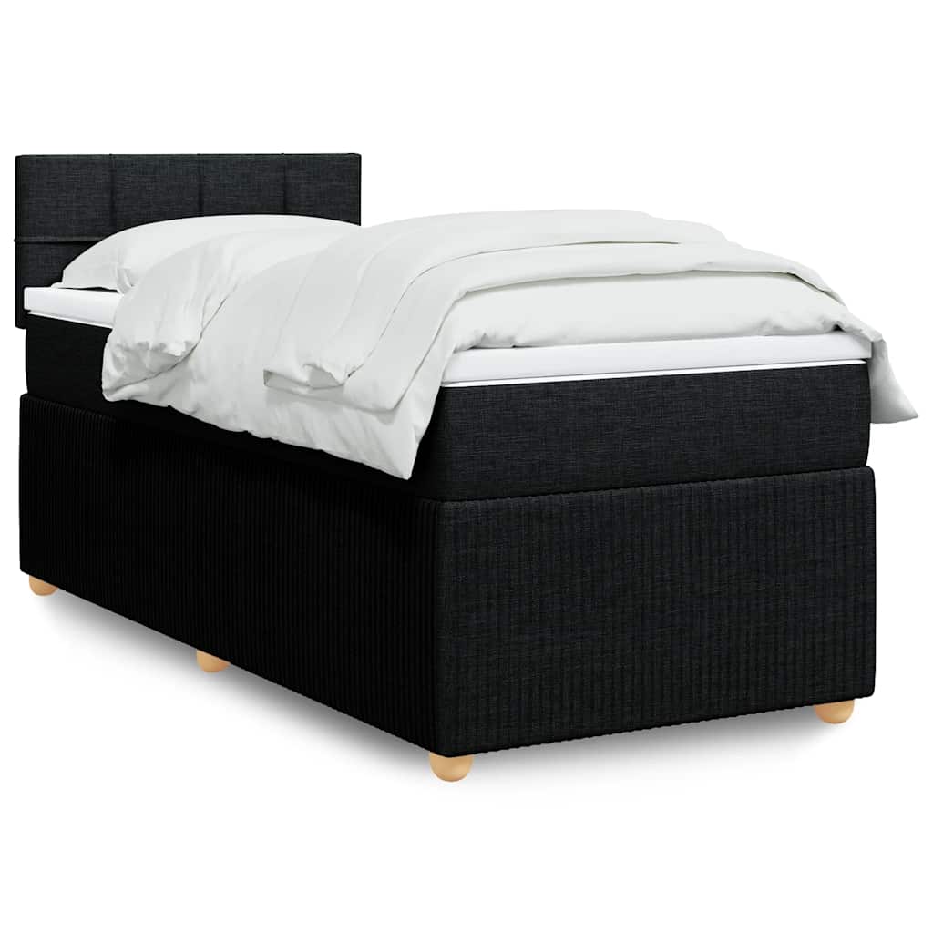 Cama com molas/colchão 90x200 cm tecido preto
