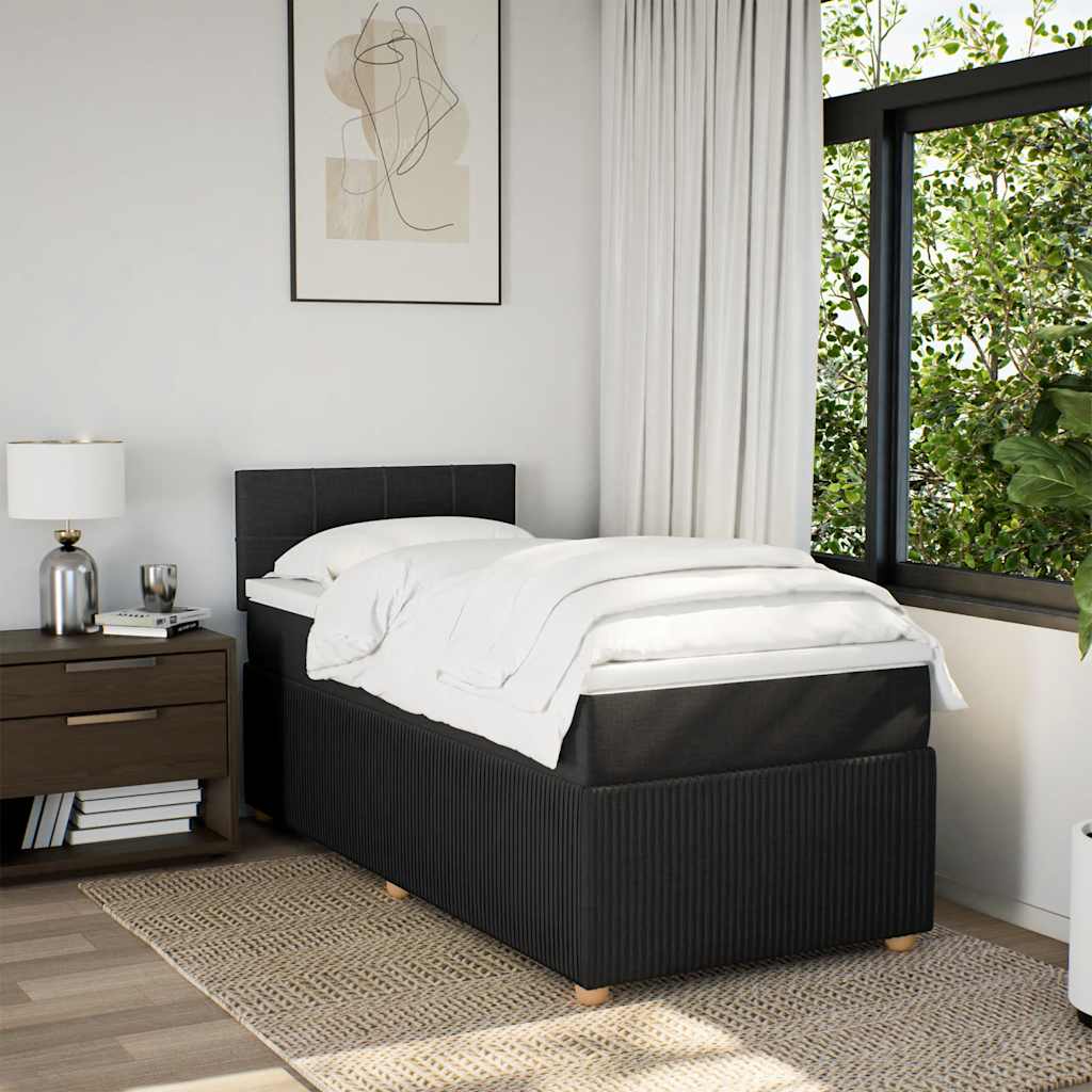 Cama com molas/colchão 90x200 cm tecido preto