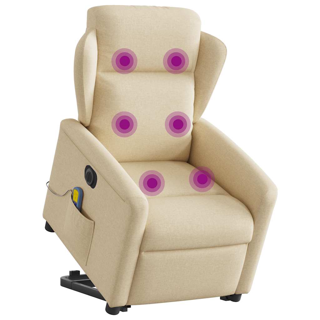 Poltrona elétrica elevatória massagens tecido creme
