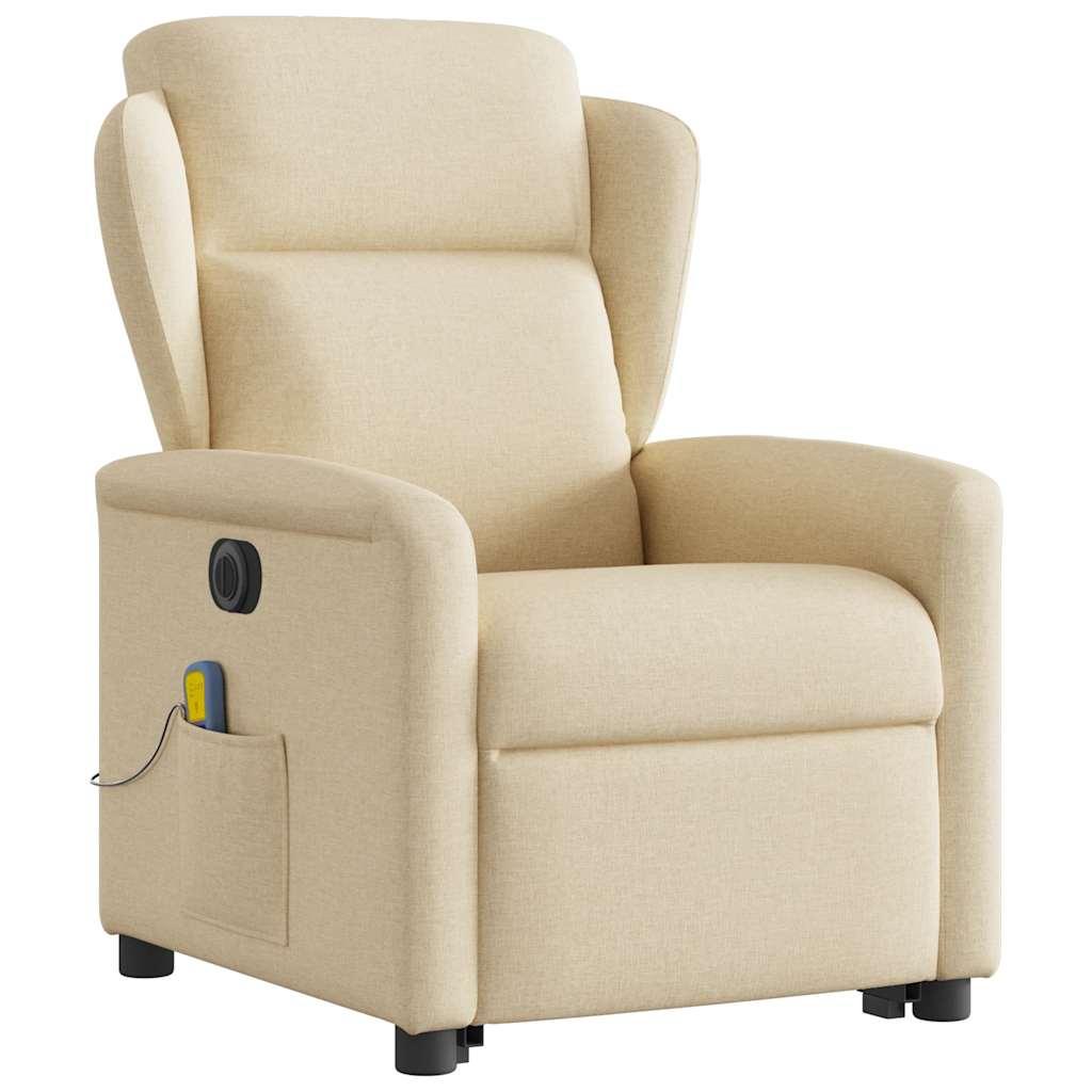 Poltrona elétrica elevatória massagens tecido creme