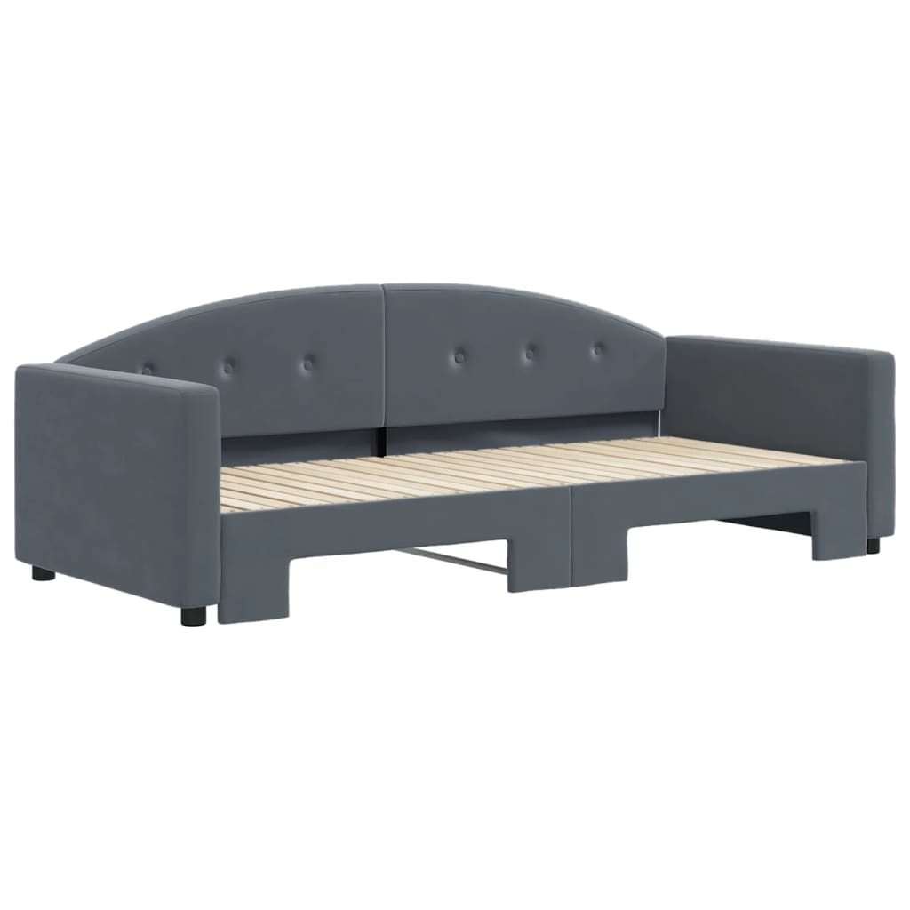 Sofá-cama com gavetão 90x200 cm veludo cinzento-escuro