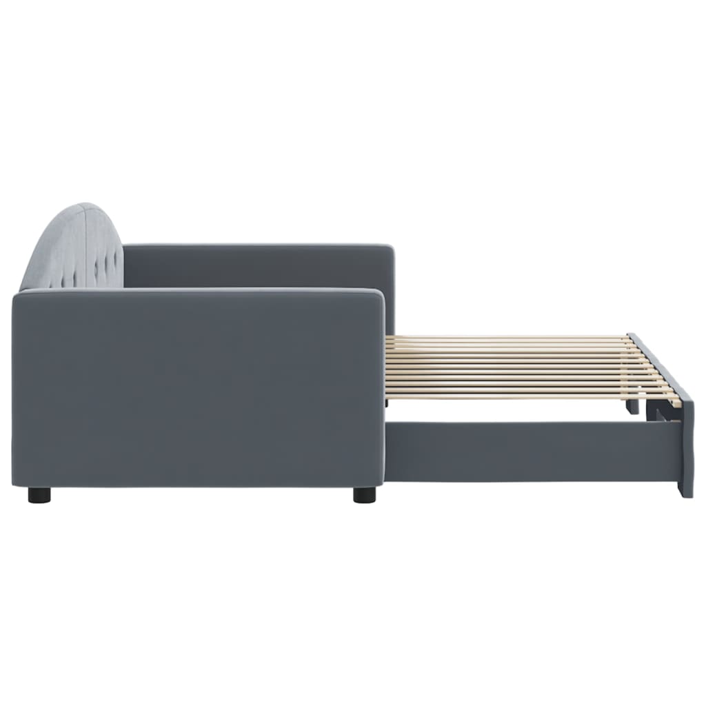 Sofá-cama com gavetão 90x200 cm veludo cinzento-escuro