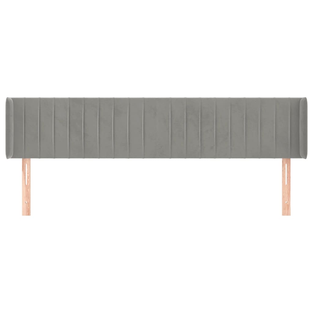 Cabeceira de cama c/ abas veludo 203x16x78/88 cm cinzento-claro