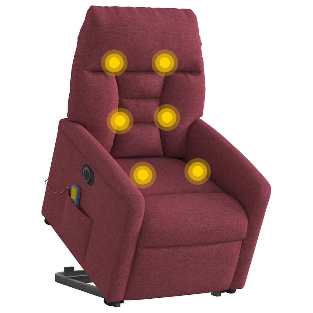 Poltrona elevatória de massagens elétrica tecido vermelho tinto