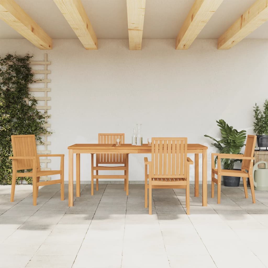 5 Pcs conjunto de jantar p/ jardim madeira de teca maciça
