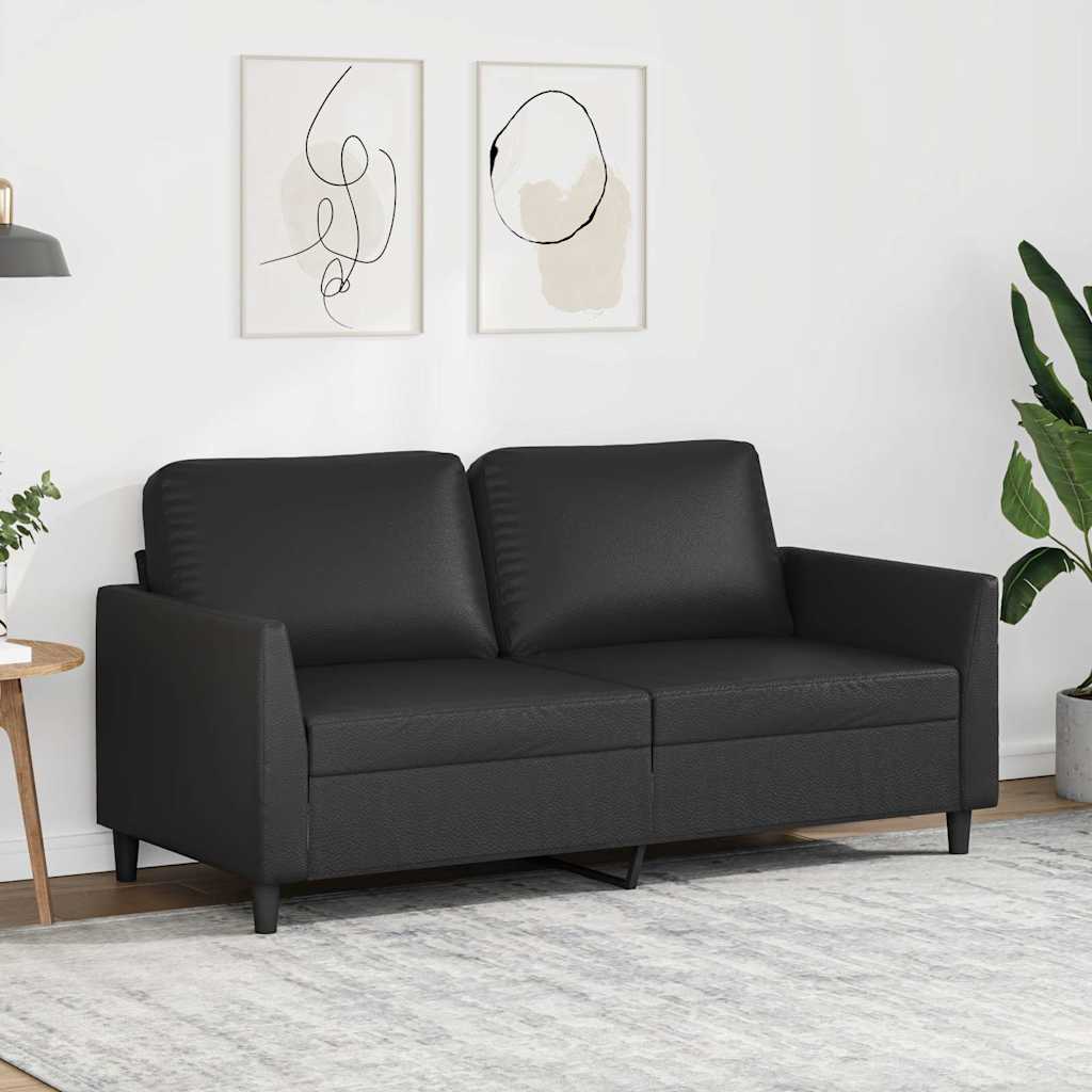 Sofá de 2 lugares 140 cm couro artificial preto