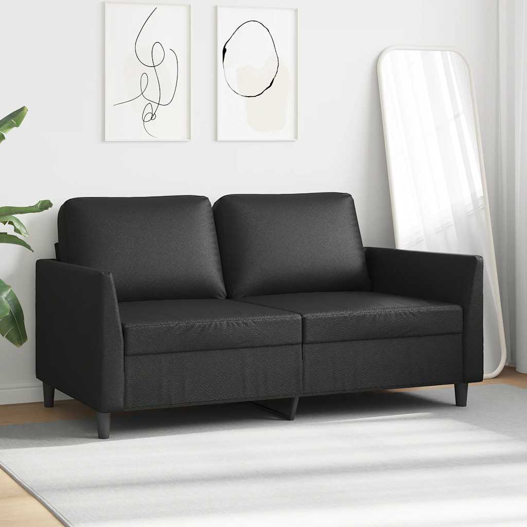 Sofá de 2 lugares 140 cm couro artificial preto