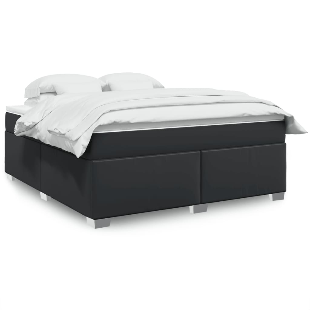 Cama com molas/colchão 180x200 cm couro artificial preto