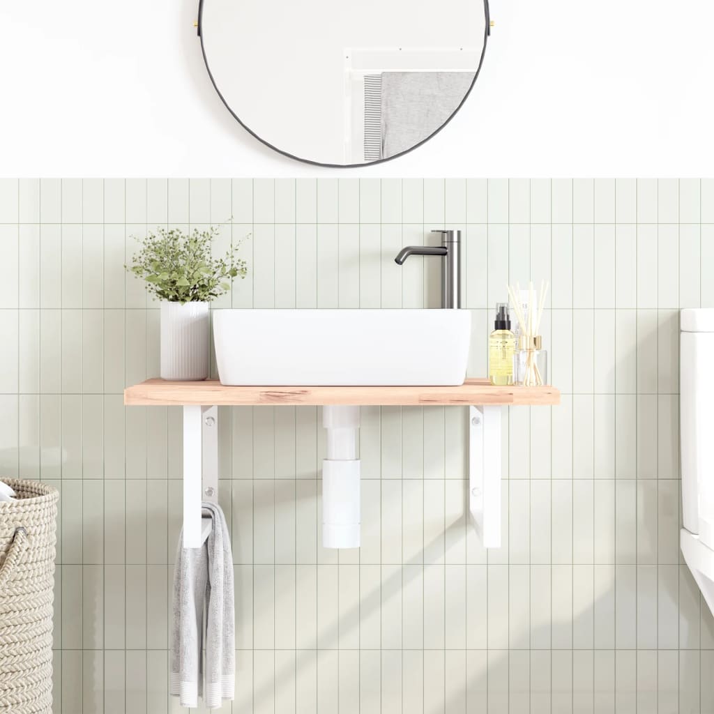 Suportes de prateleira p/ lavatório 2 pcs aço retangular branco