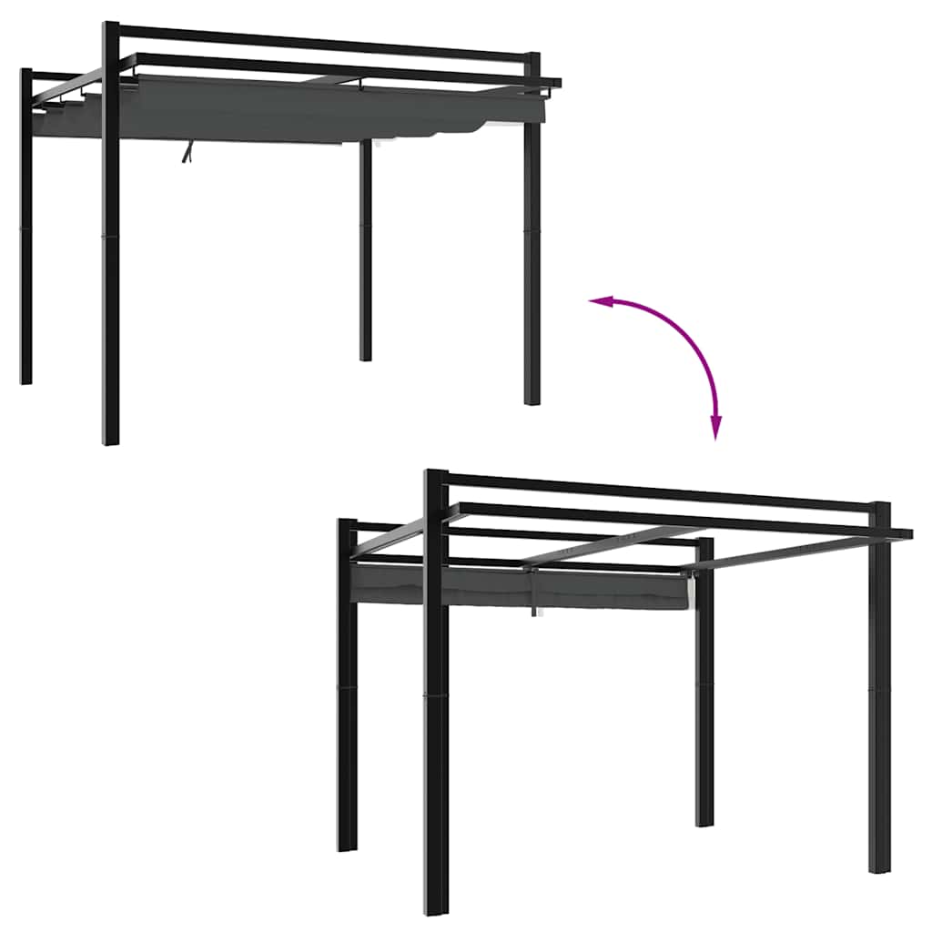 Gazebo de jardim com teto retrátil 3x3 m alumínio antracite