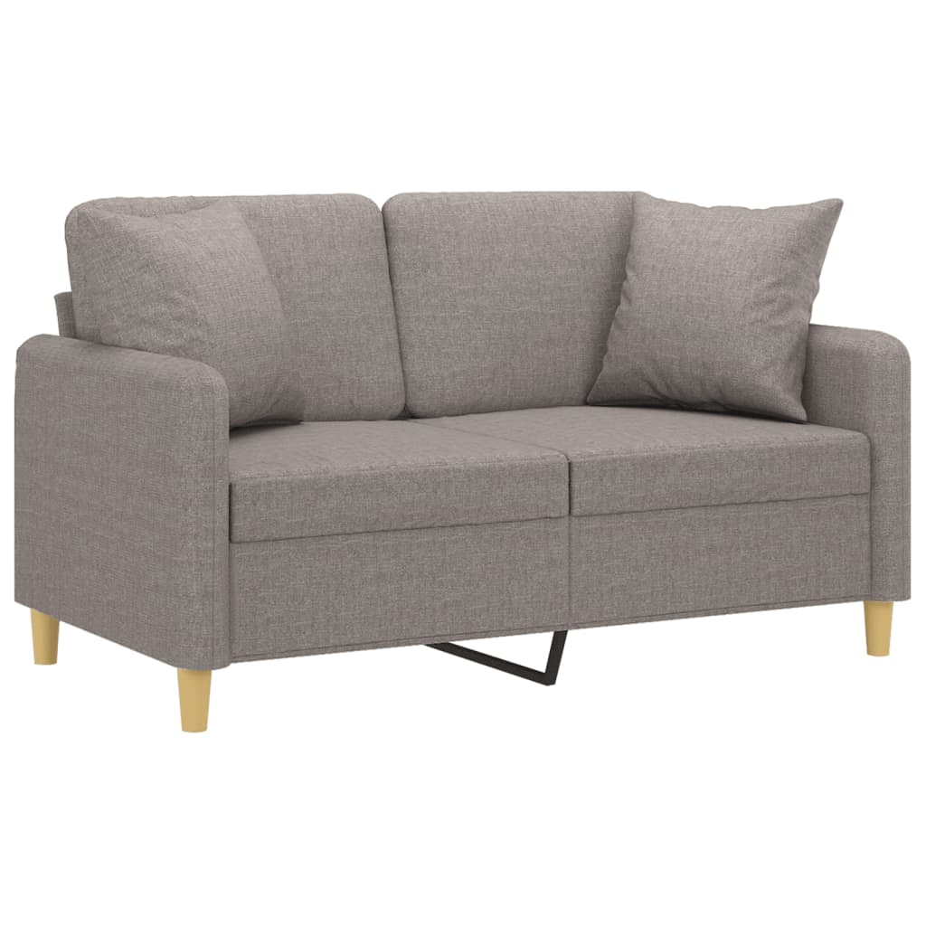 Sofá 2 lug. +almofadas decoração 120cm tecido cinza-acastanhado