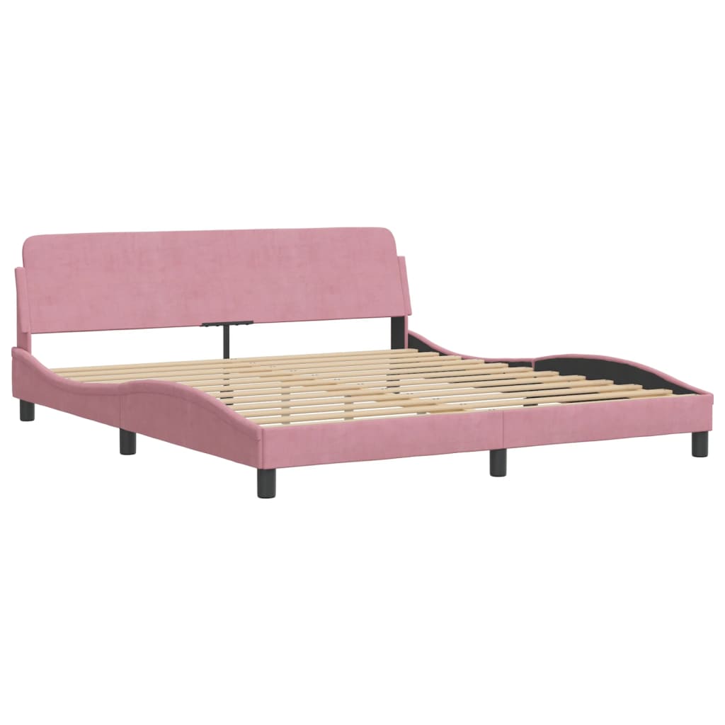 Cama com colchão hanko 180x200 cm veludo rosa
