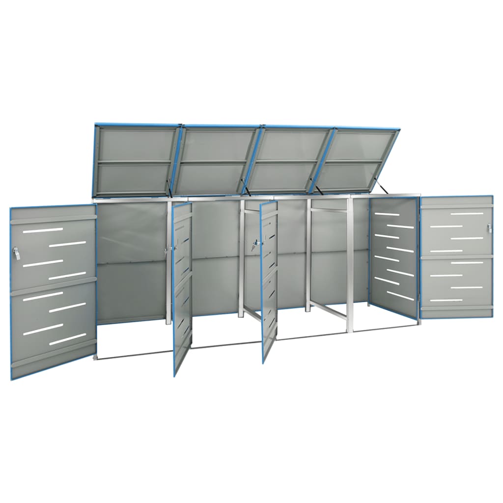Abrigo quádruplo para caixotes do lixo 276,5x77,5x115 cm aço