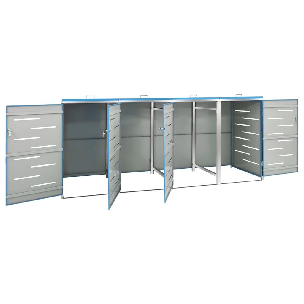 Abrigo quádruplo para caixotes do lixo 276,5x77,5x115 cm aço
