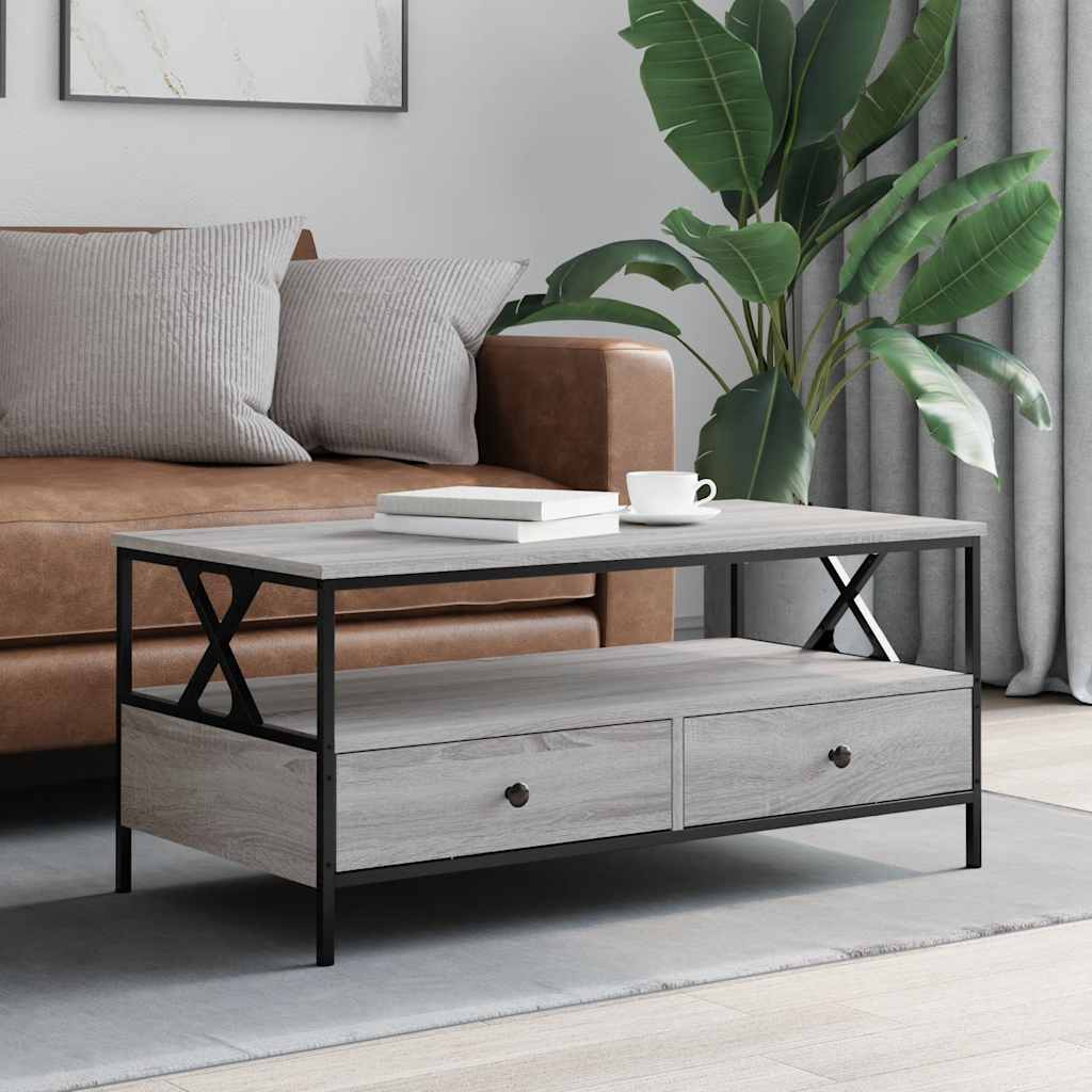 Mesa de centro 100x51x45cm derivados de madeira cinzento sonoma