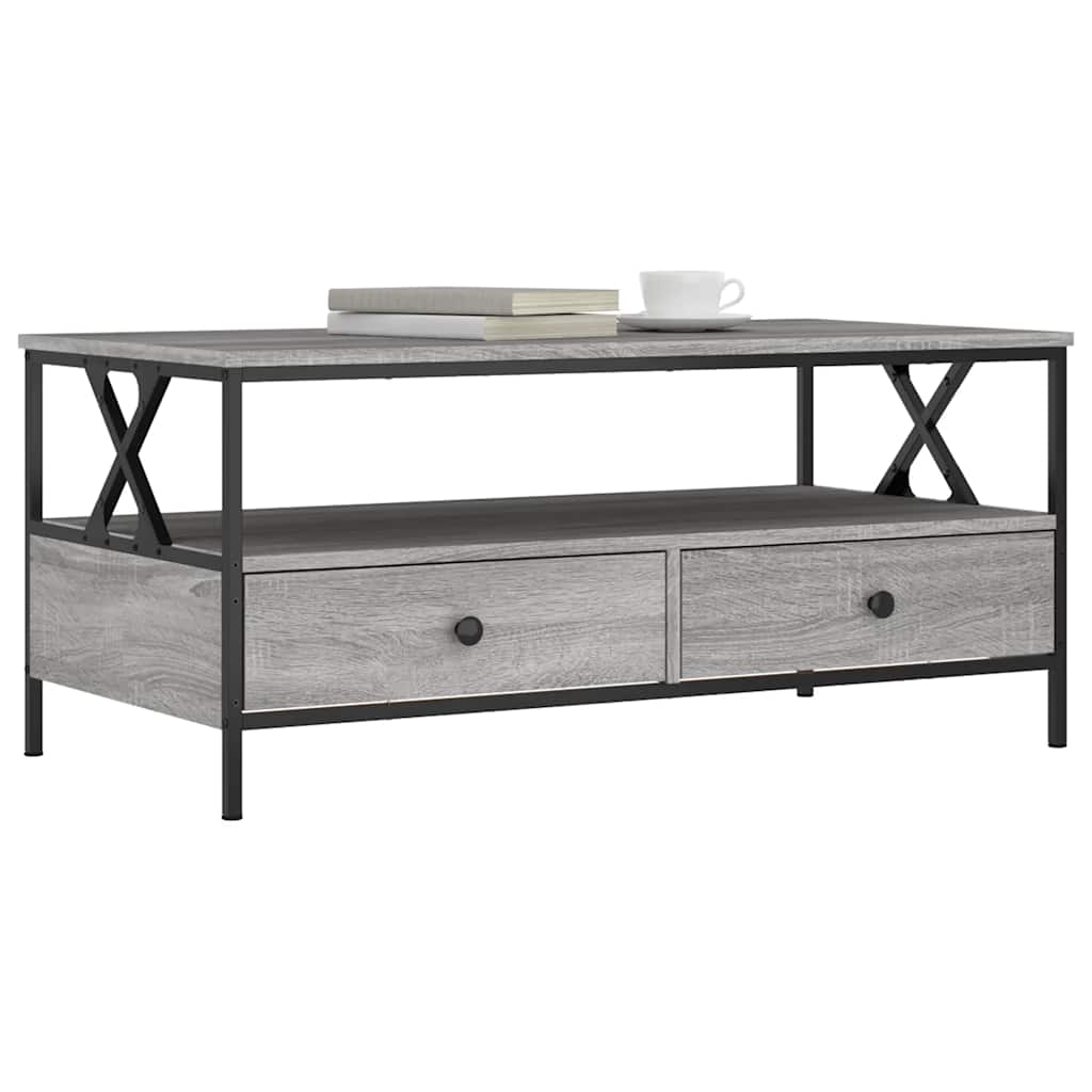 Mesa de centro 100x51x45cm derivados de madeira cinzento sonoma