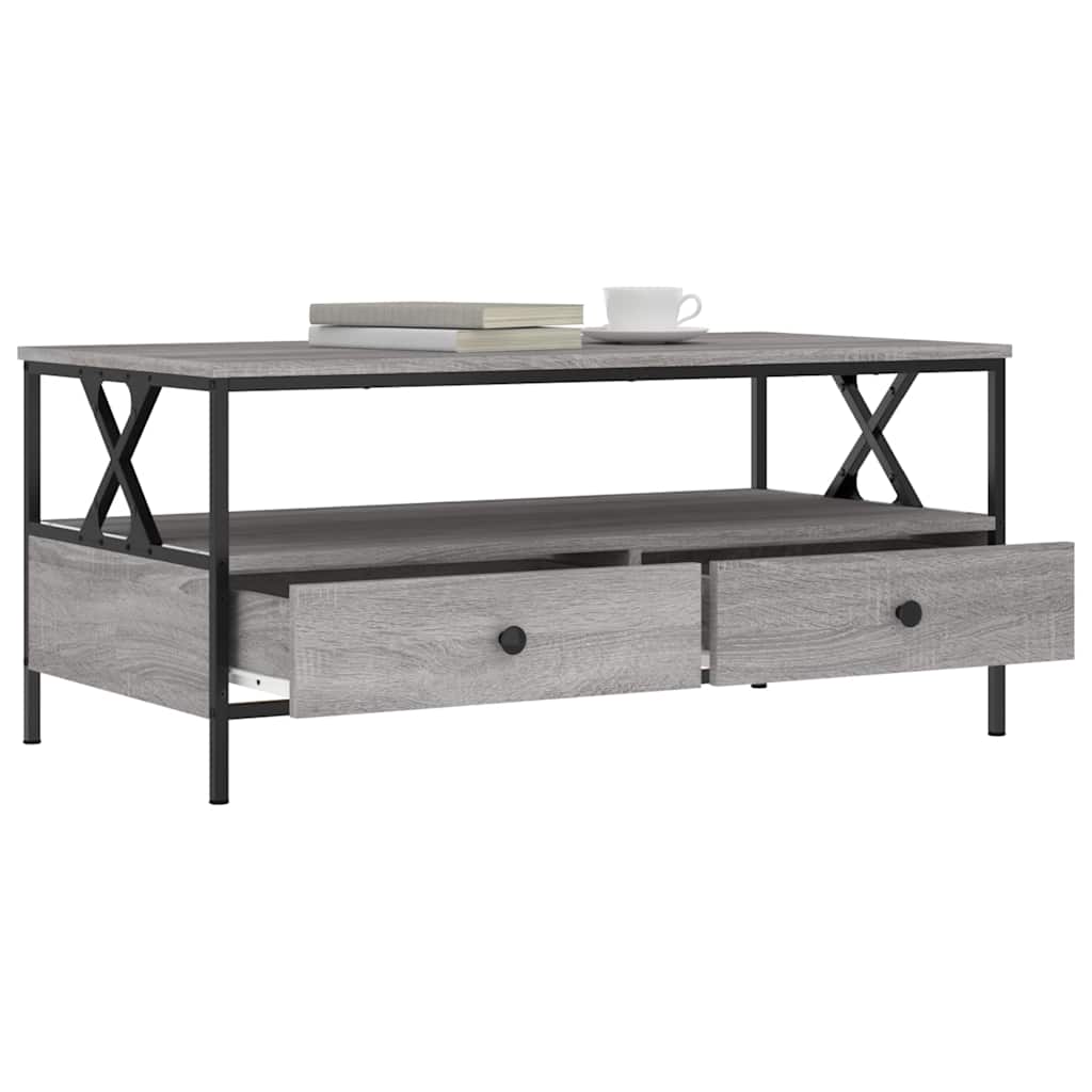 Mesa de centro 100x51x45cm derivados de madeira cinzento sonoma