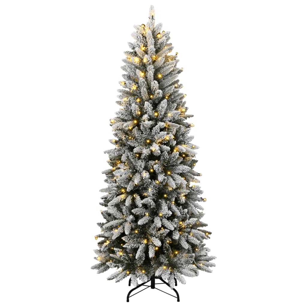 Árvore de natal artificial com 150 luzes LED e neve 150 cm