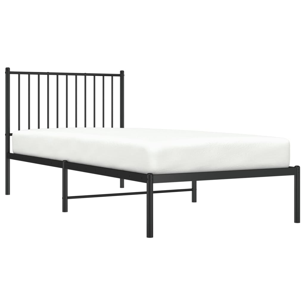 Estrutura de cama com cabeceira 90x200 cm metal preto