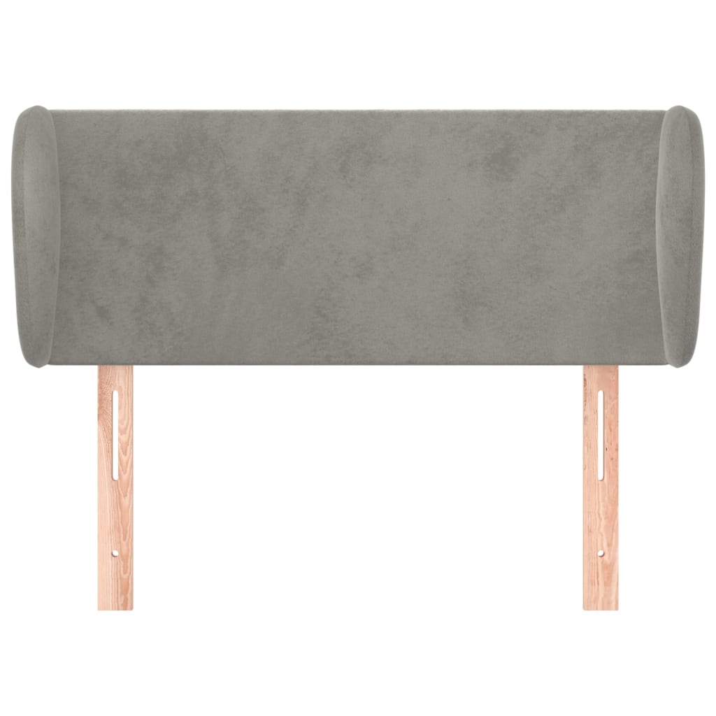 Cabeceira de cama c/ abas veludo 103x23x78/88 cm cinzento-claro