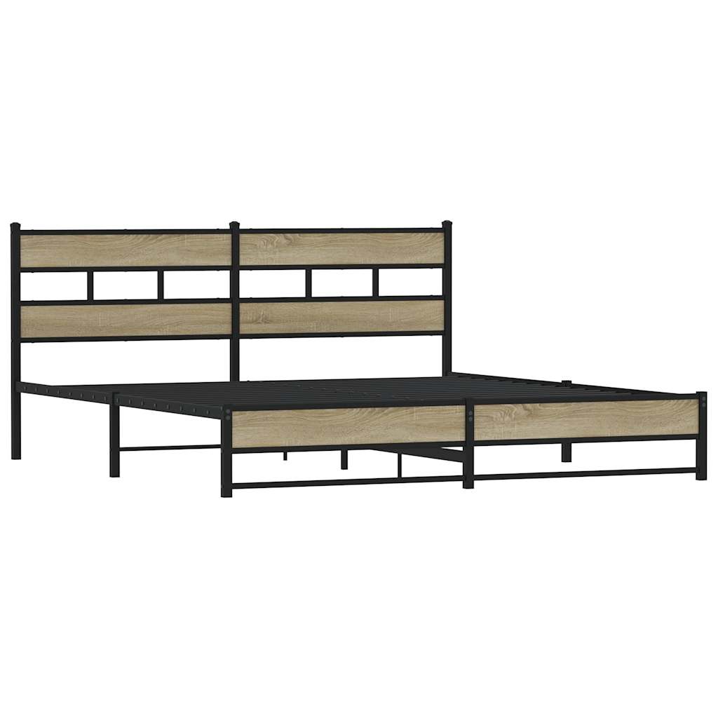 Estrutura de cama sem colchão 183x213cm metal carvalho sonoma