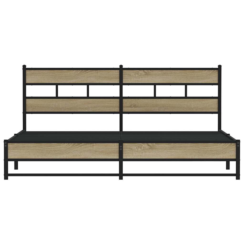 Estrutura de cama sem colchão 183x213cm metal carvalho sonoma