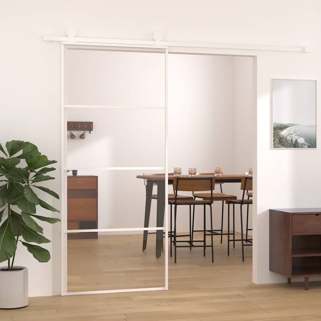 Porta deslizante em vidro esg e alumínio 90x205 cm branco