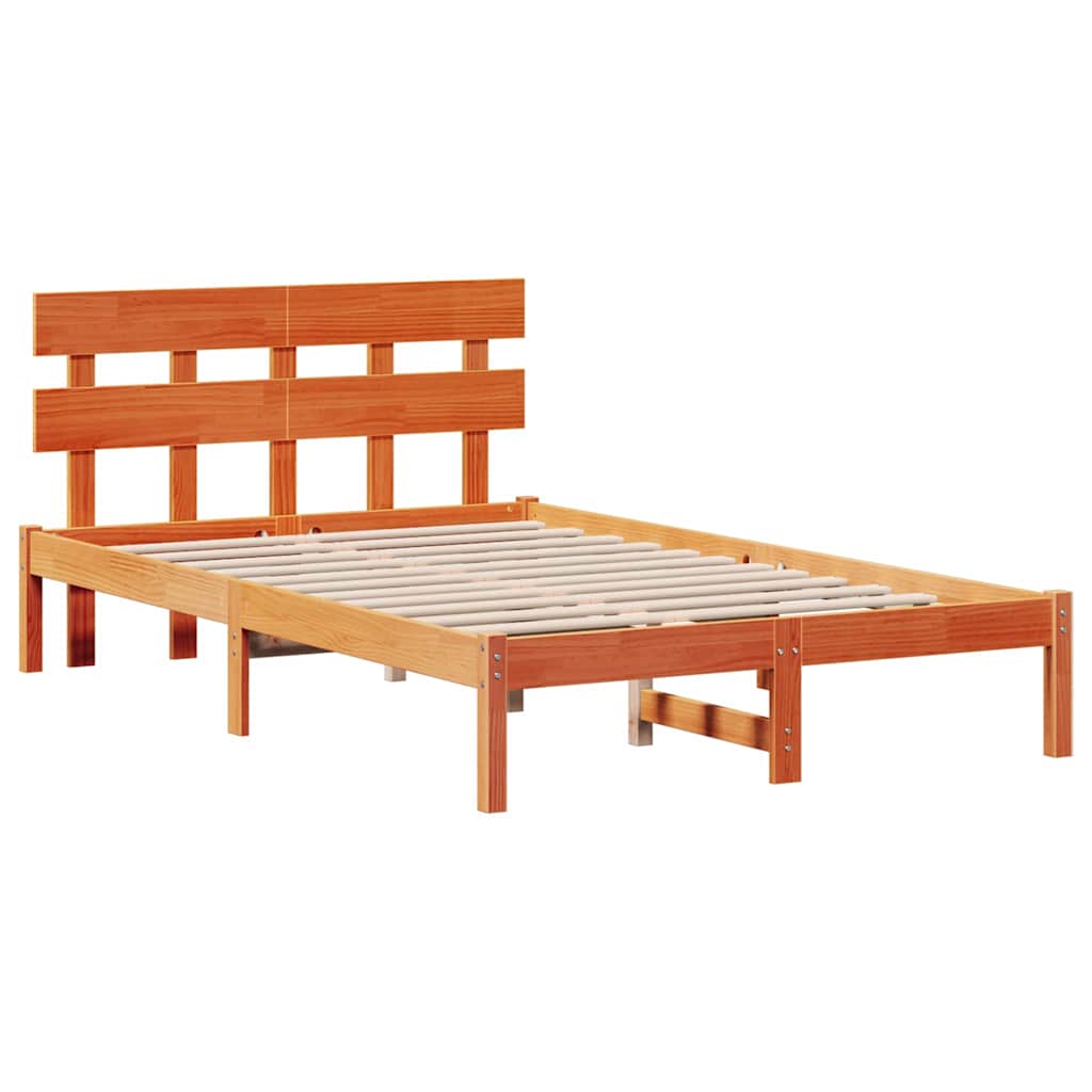Estrutura da cama castanho 135 x 190 cm madeira de pinho maciça