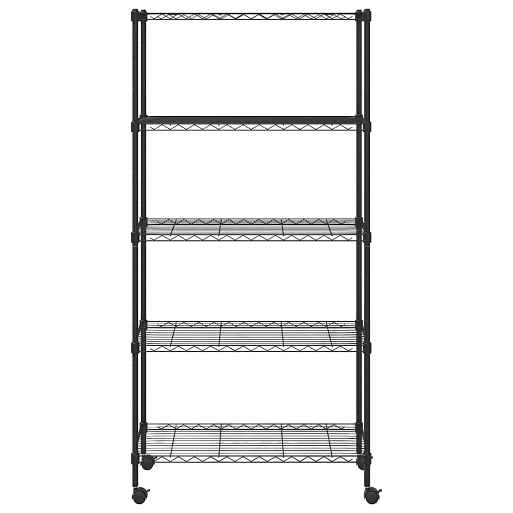 Unidade de 5 prateleiras com rodas 75x35x155 cm 250 kg preto