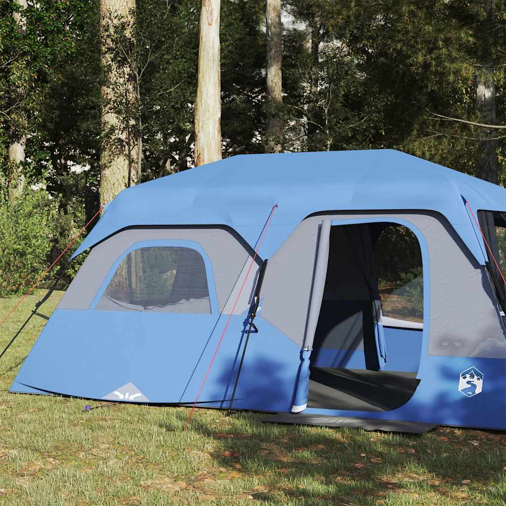 Tenda familiar 9 pessoas libertação rápida impermeável azul