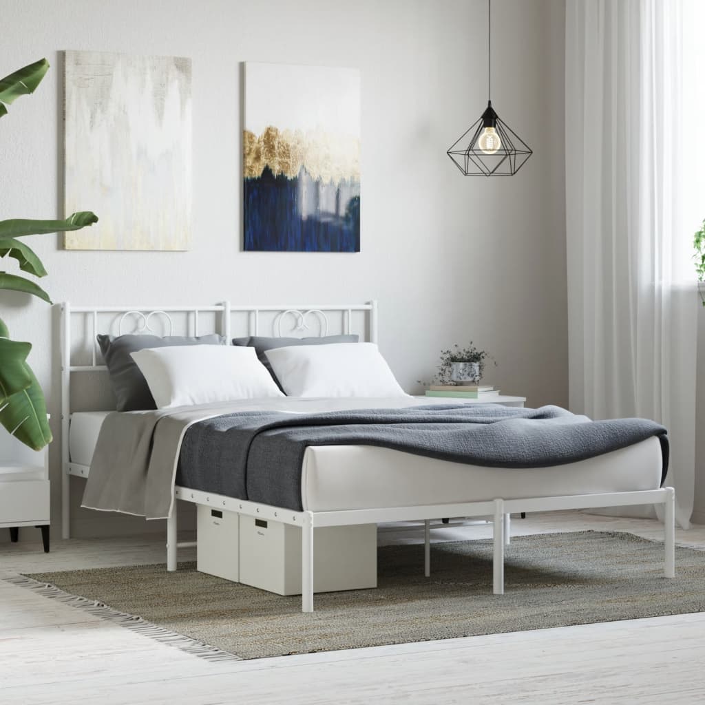 Estrutura de cama com cabeceira 160x200 cm metal branco