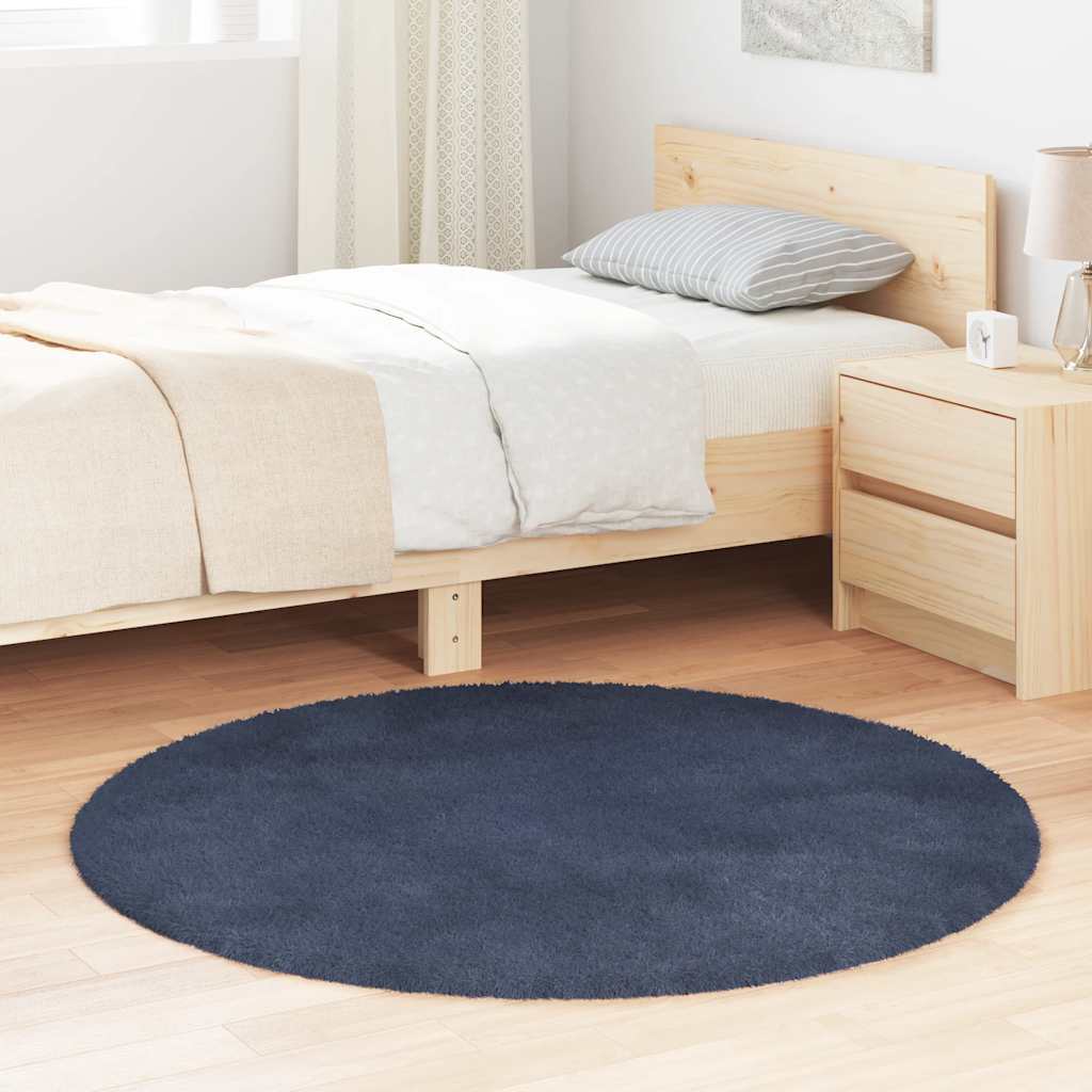 Tapete shaggy de pelo alto navarra 120x120 cm azul-marinho