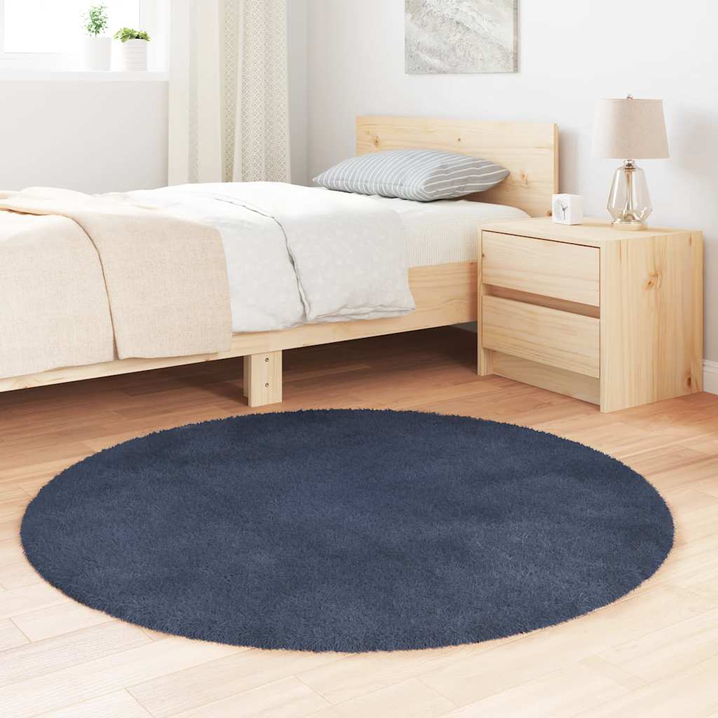 Tapete shaggy de pelo alto navarra 120x120 cm azul-marinho