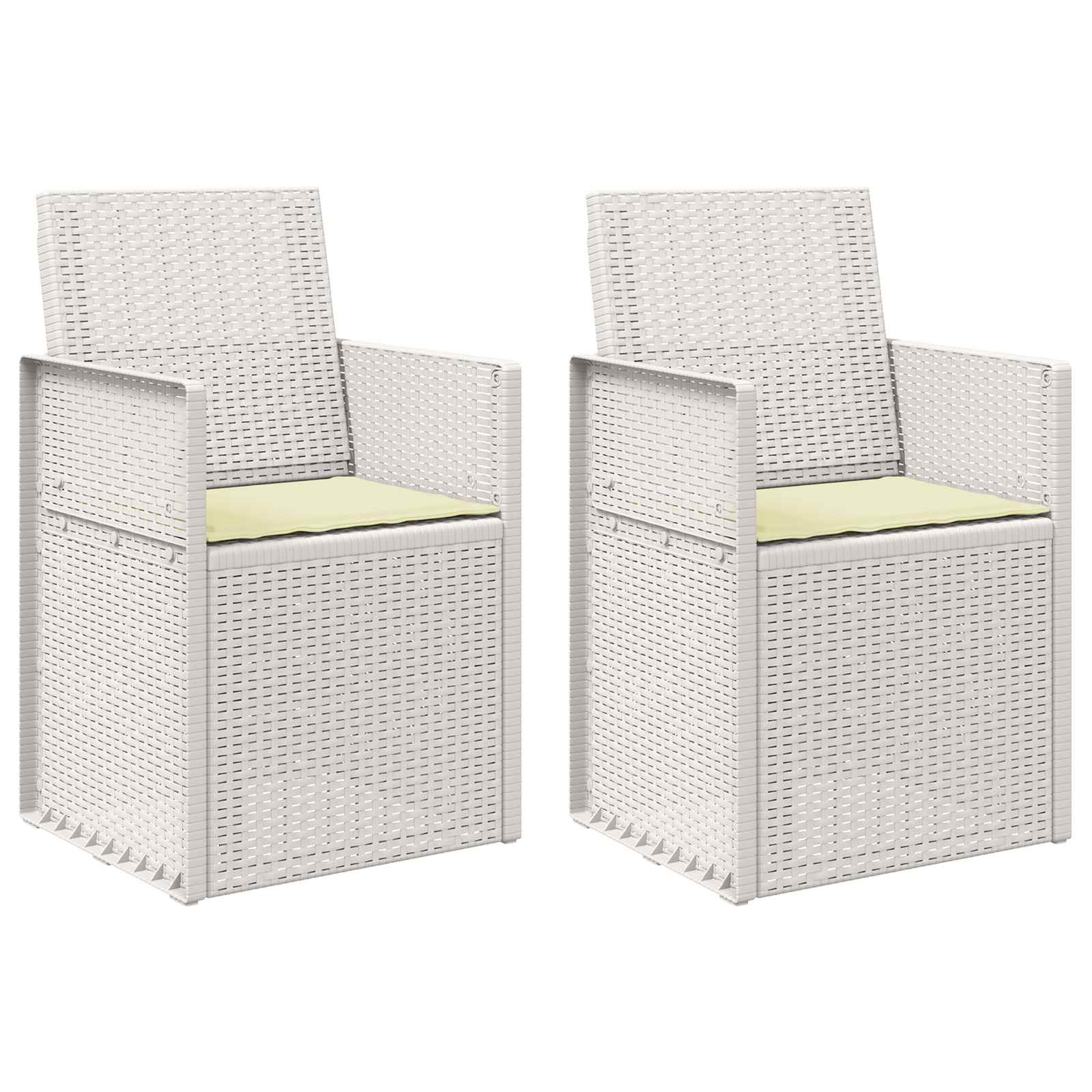 Cadeiras de jantar para jardim 2 unid. branco e creme PP