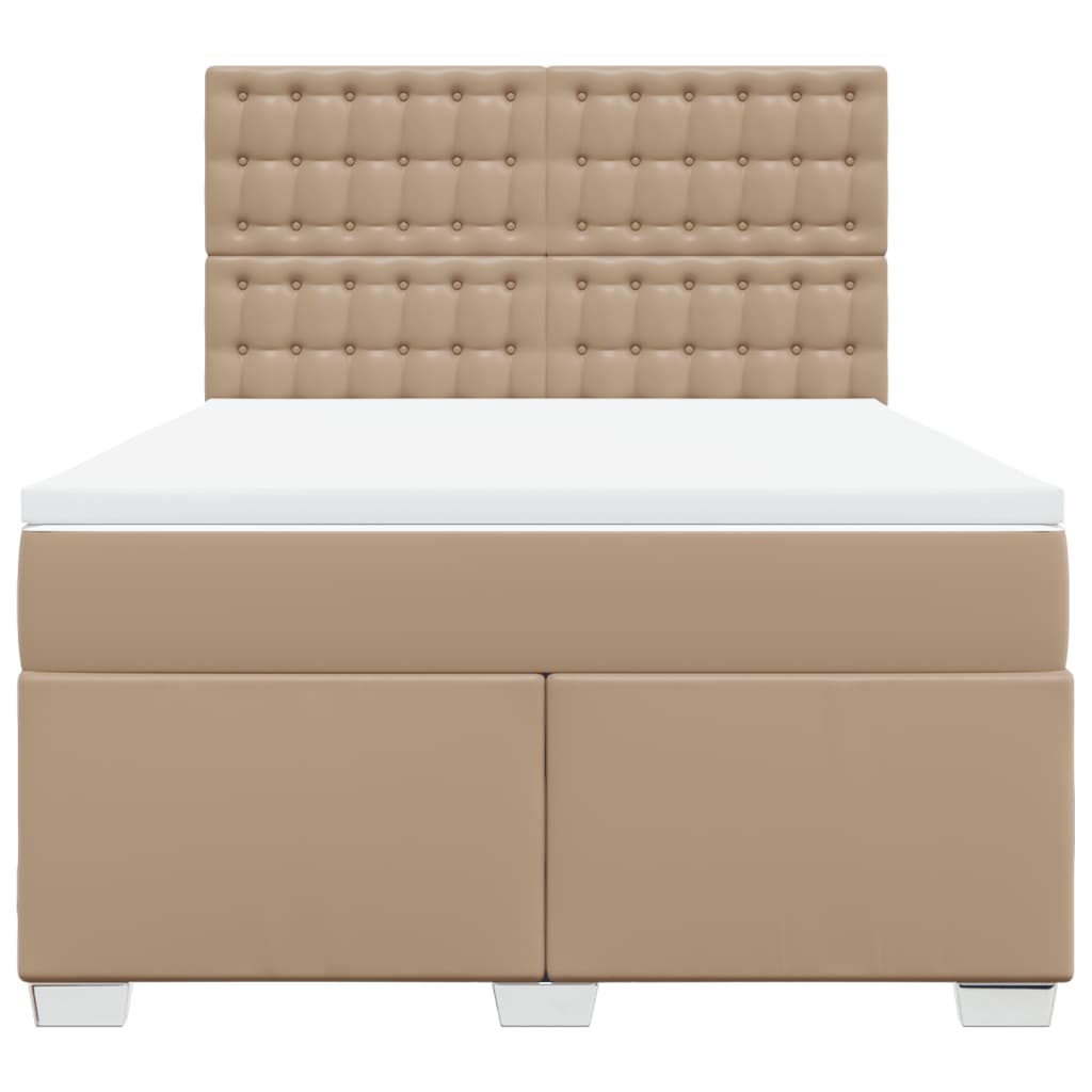 Cama com molas/colchão 140x190 cm couro artificial cappuccino