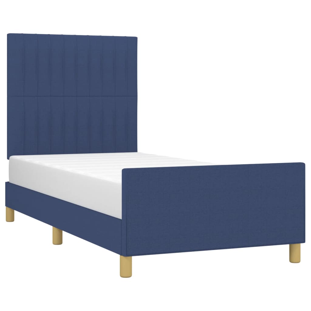 Estrutura de cama sem colchão 100x200 cm tecido azul
