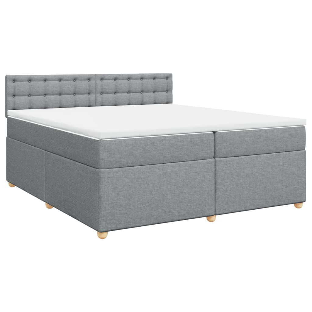 Cama com molas/colchão 200x200 cm tecido cinza-claro