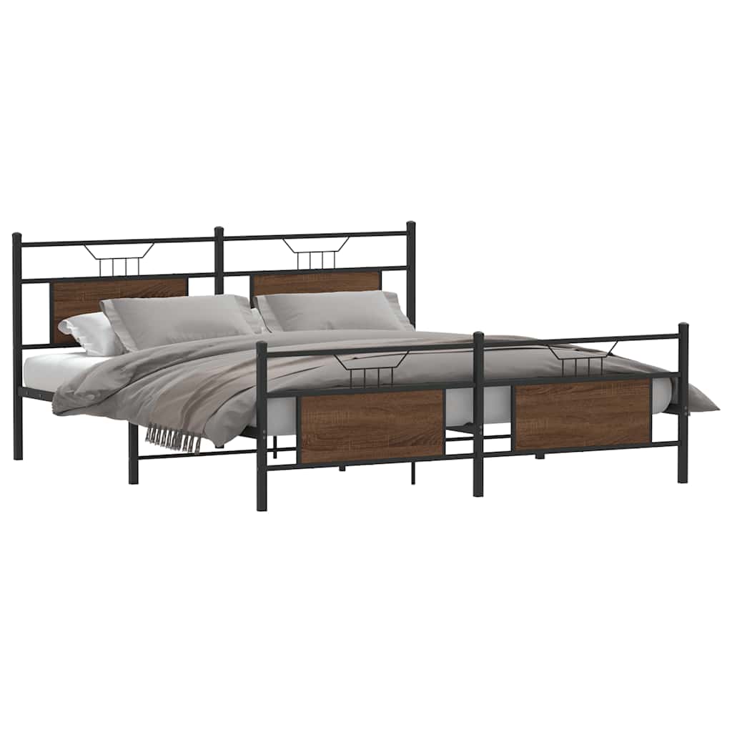 Estrutura cama sem colchão 180x200 cm metal carvalho castanho