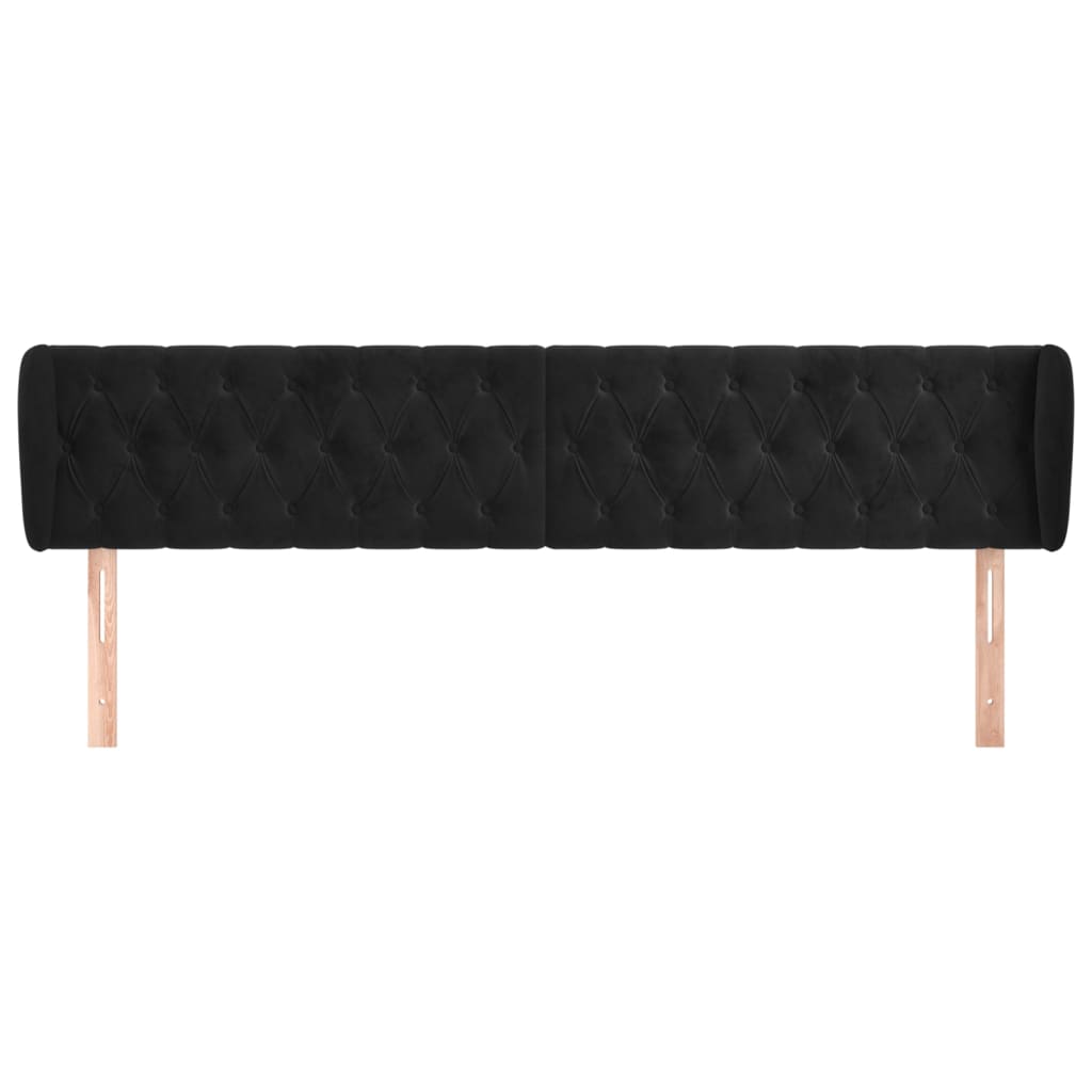 Cabeceira de cama c/ abas veludo 183x23x78/88 cm preto